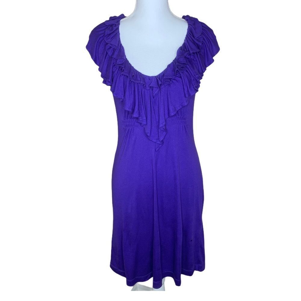 BCBG MaxAzria Persian blue ruffle neck dress -XS